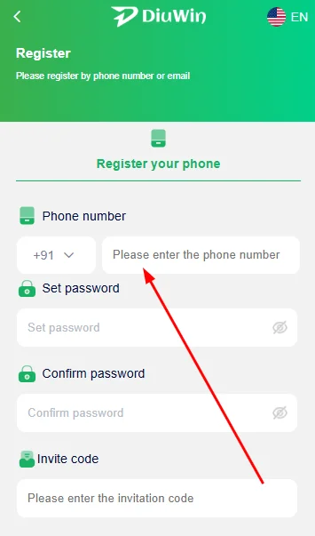 Enter the phone number and password